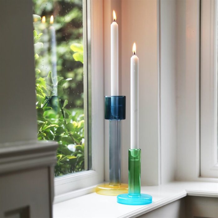 Bole kandelaar Small Green-Blue