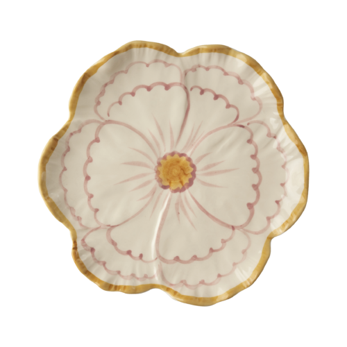 Bord Bloem - roze/geel - Hand-painted