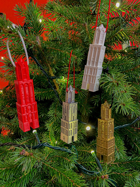 Domtoren Kerstboomhanger rood 3D geprint