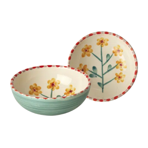 Kom - Jade - Hand-painted Yellow Flower