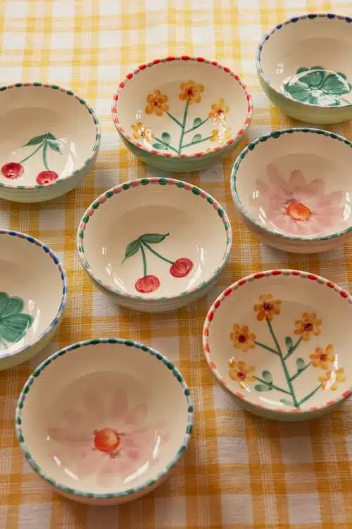 Kom - Jade - Hand-painted Yellow Flower