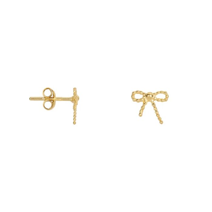 Mini dotted Bow stud oorbellen gold
