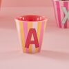 Rice Alfabet beker A roze streep