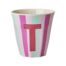 Rice Alfabet beker T roze streep