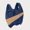 Shopping Bag L Navy & Camel