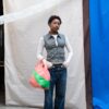 The New Shopping Bag Medium Coral&Greenscreen