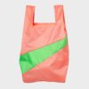 The New Shopping Bag Medium Coral&Greenscreen