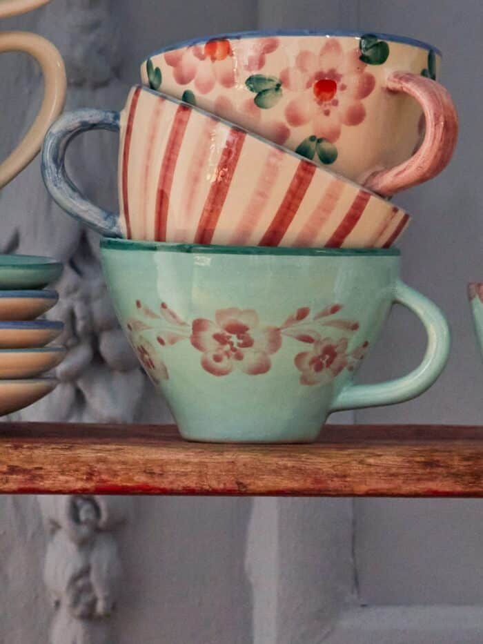 Theekop - Roze - Hand-painted Flowers