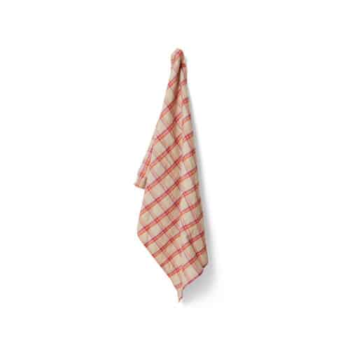 Vida Check Theedoek strawberry-cream