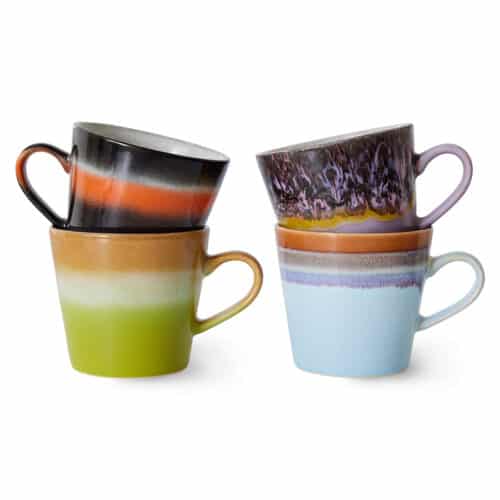 70's Ceramic Cappuccino mugs set/4 Solid