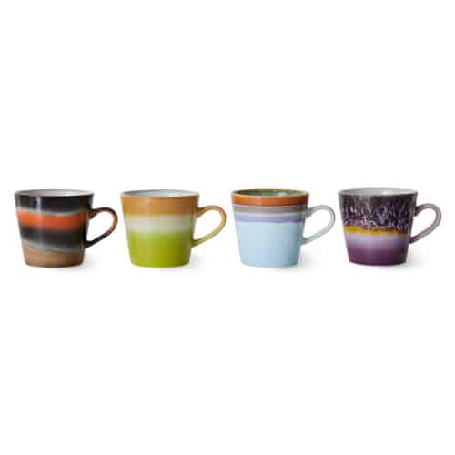 70's Ceramic Cappuccino mugs set/4 Solid