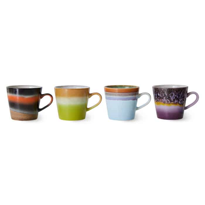 70's Ceramic Cappuccino mugs set/4 Solid