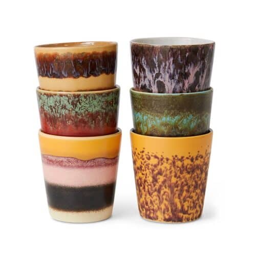 70's Ceramic Mugs set/6 Valley