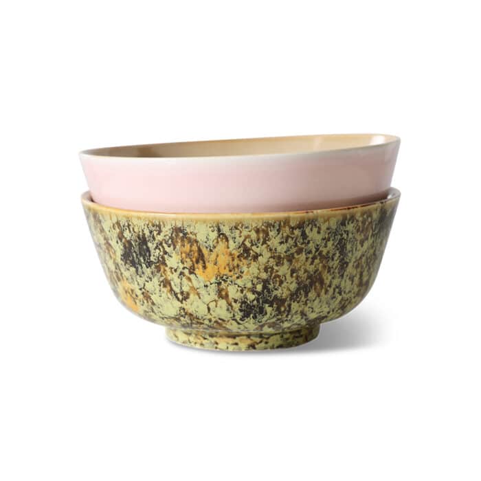 70's ceramic Ramen Bowl Ascend set/2