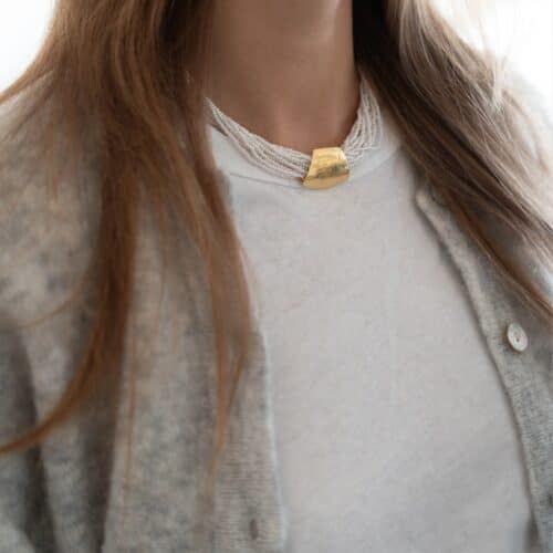 Betty Bogaers Necklace Vintage Beads Strings White