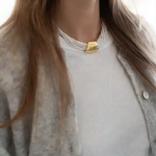 Necklace Vintage Beads Strings White