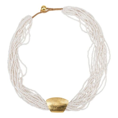 Betty Bogaers Necklace Vintage Beads Strings White