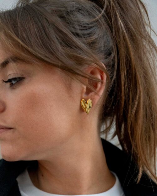 Big Heart Stud Oorbellen Goud