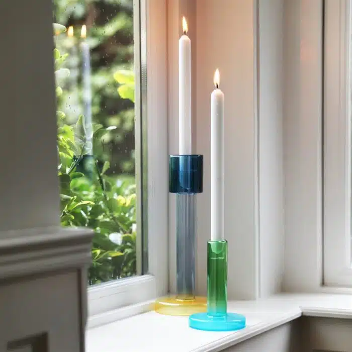 Bole kandelaar Small Green-Blue