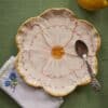 Bord Bloem - roze/geel - Hand-painted