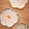 Bord Bloem - roze/geel - Hand-painted