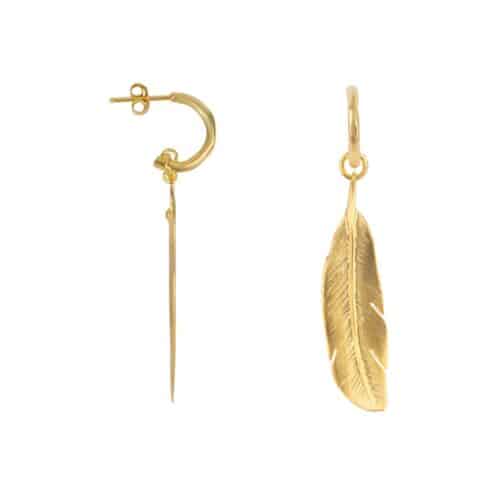 Feather Hoop Oorbellen Goud