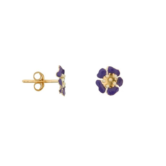 Folded Flower Stud Oorbellen Blauw
