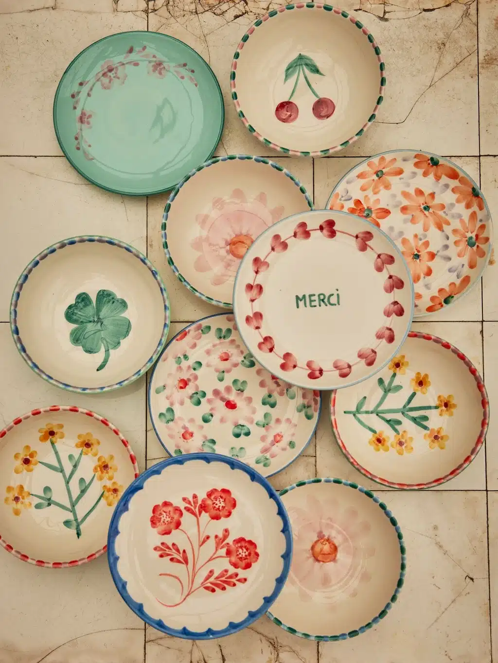 Gebaksbordje - Oranje - Hand-painted Flowers