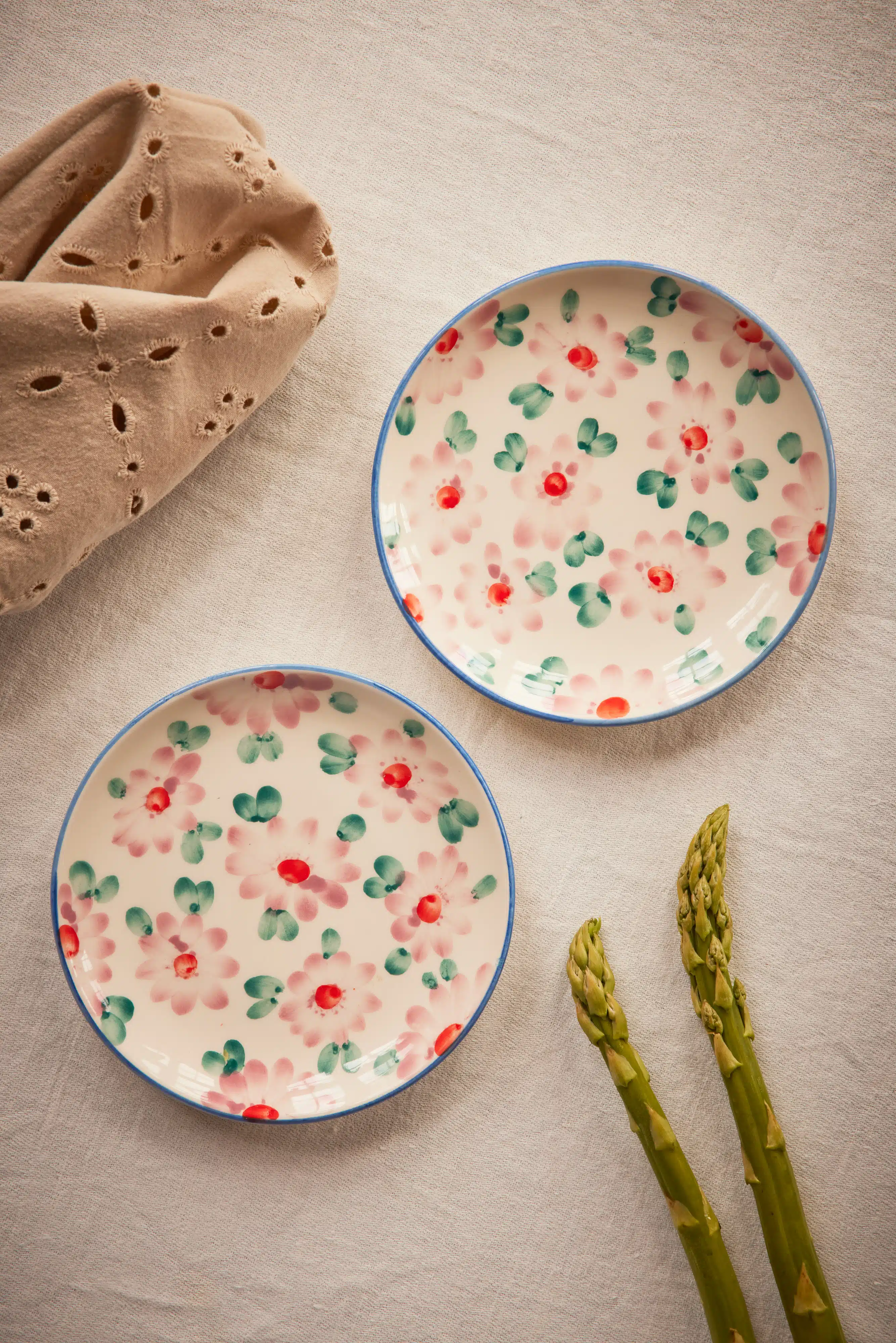 Gebaksbordje - Roze - Hand-painted Flowers