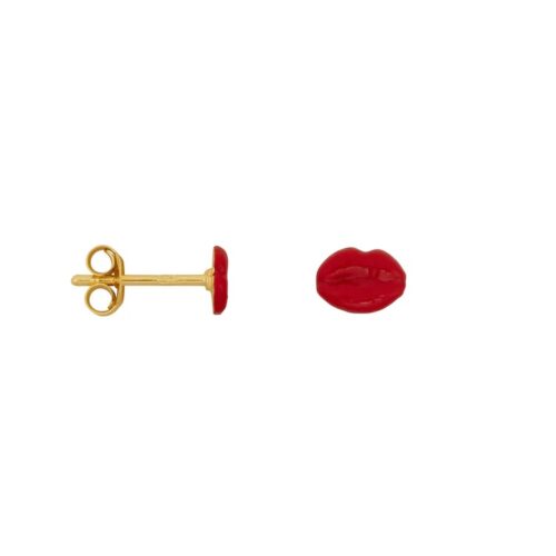 Lips Red Stud Oorbel per Stuk
