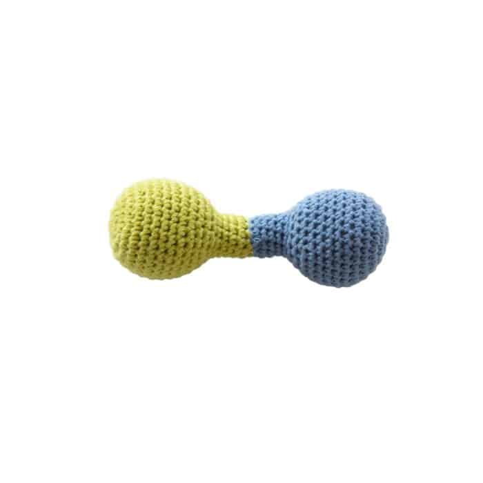 Rammelaar gehaakt blauw-groen