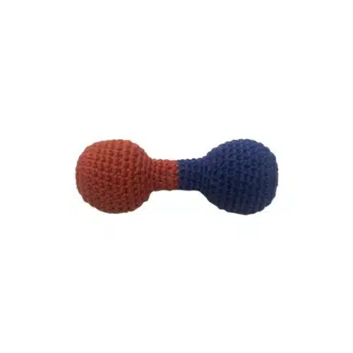 Rammelaar gehaakt blauw-rood