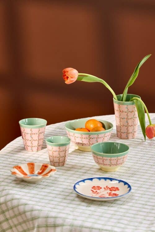 Rice melamine beker Checkered Stencil