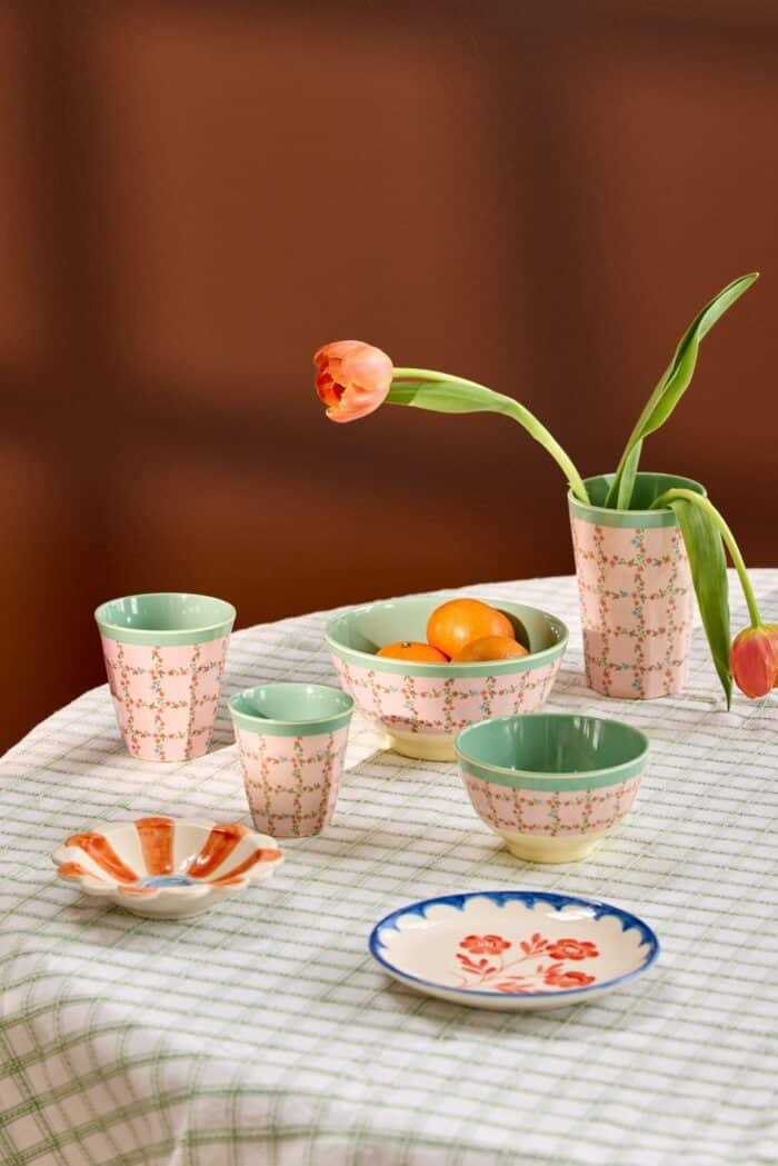 Rice melamine beker Checkered Stencil