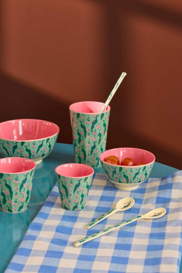 Rice melamine beker Peacock Power