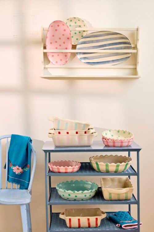 Rice Pie Dish Large streep groen
