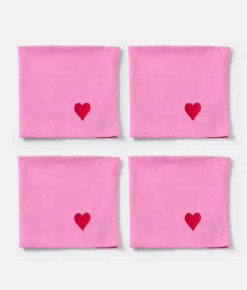 Set van 4 servetten Pnk Hearts