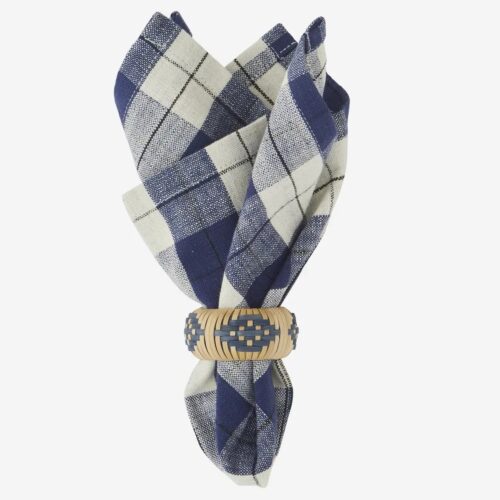 Set/4 Servetten Ruit blauw
