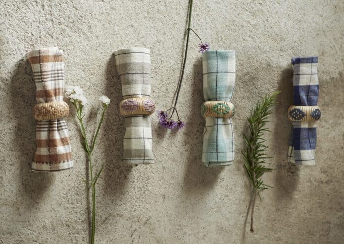 Set/4 Servetten Ruit blauw
