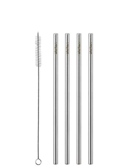 Stelton herbruikbare rietjes RVS set/4
