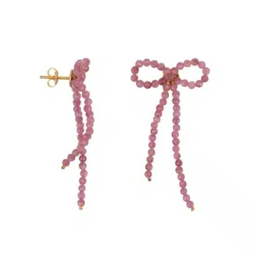 Stone Bow Stud oorbellen roze