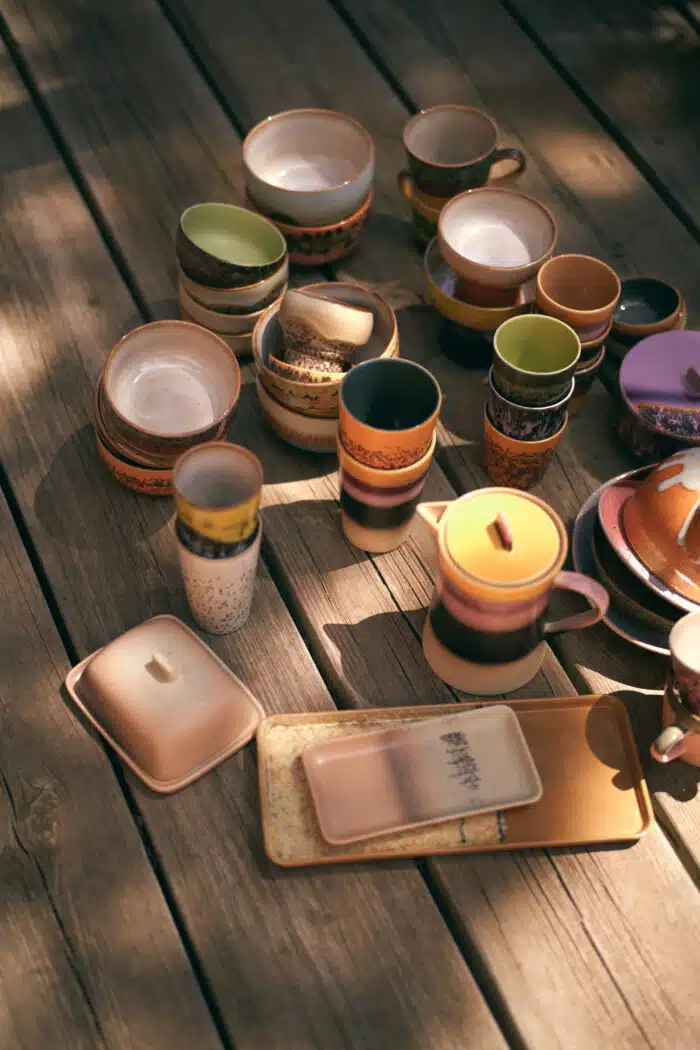 70's Ceramic Tea Mugs set/2 Beach