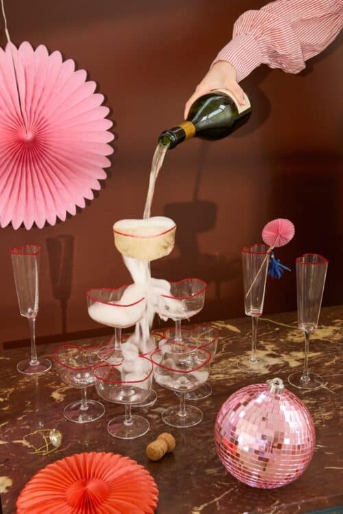 Champagne Glas Heart rood