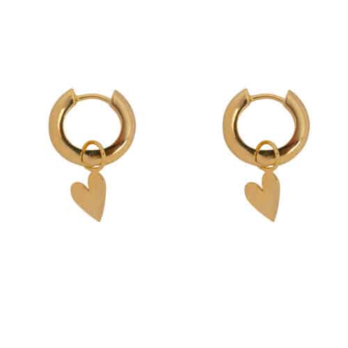 Oorbellen Small Thick hoop Hammered Heart