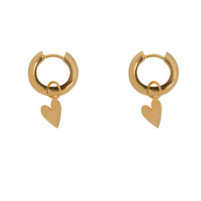 Oorbellen Small Thick hoop Hammered Heart