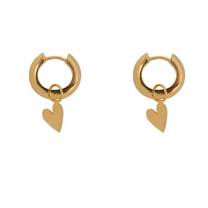 Oorbellen Small Thick hoop Hammered Heart