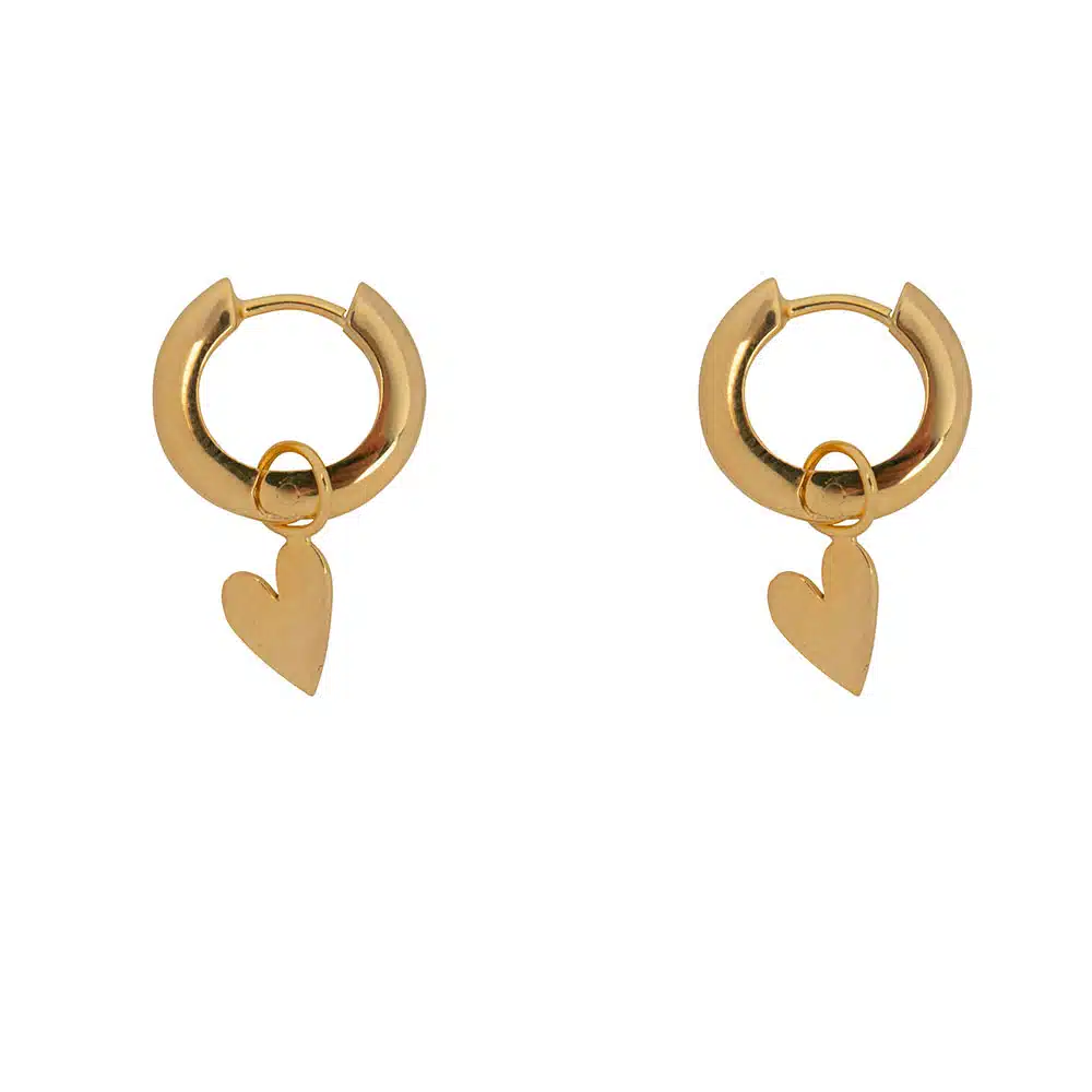 Oorbellen Small Thick hoop Hammered Heart