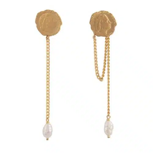 Oorbellen Ten Cent Chain Pearl Stud
