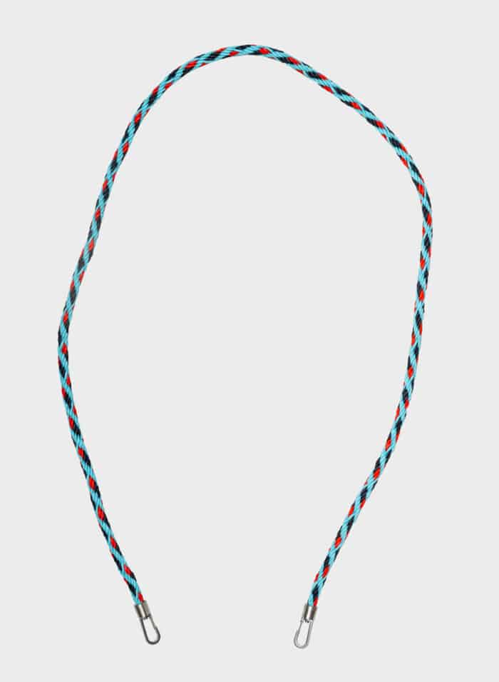 Susan Bijl New Kumihimo Strap long Water & Red Alert