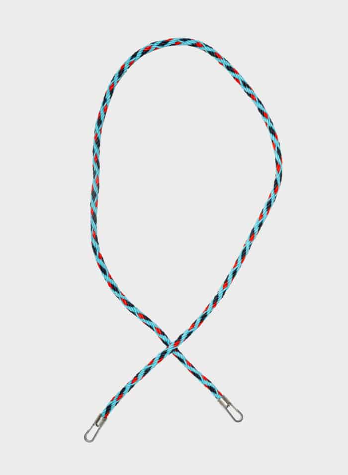 Susan Bijl New Kumihimo Strap long Water & Red Alert
